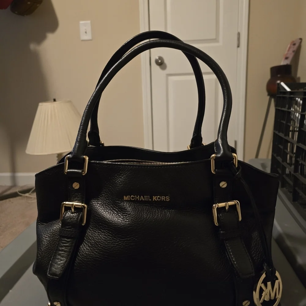 Michael Kors Black Tote with Gold Accents
